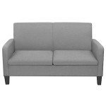 Light Grey Fabric Upholstered 2-Seater Sofa