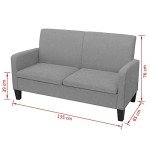 Light Grey Fabric Upholstered 2-Seater Sofa