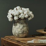 Whitewashed Rustic Ceramic Flower Vase, 7.3 Inch