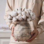 Whitewashed Rustic Ceramic Flower Vase, 7.3 Inch