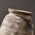 Whitewashed Rustic Ceramic Flower Vase, 7.3 Inch