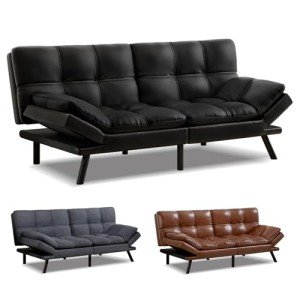 Alfordson 3-Seater Convertible Sofa Bed, Black