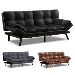Alfordson 3-Seater Convertible Sofa Bed, Black
