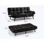 Alfordson 3-Seater Convertible Sofa Bed, Black