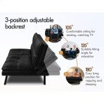 Alfordson 3-Seater Convertible Sofa Bed, Black