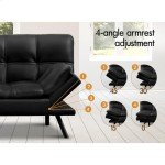 Alfordson 3-Seater Convertible Sofa Bed, Black