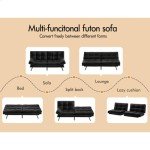 Alfordson 3-Seater Convertible Sofa Bed, Black