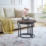 Rustic Brown Nesting Round Coffee Table Set of 2