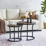 Rustic Brown Nesting Round Coffee Table Set of 2