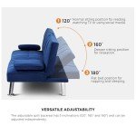 Blue Velvet 3-Seater Sofa Bed with Cup Holder