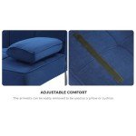 Blue Velvet 3-Seater Sofa Bed with Cup Holder