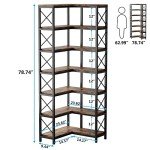 Rustic Brown 7-Tier Corner Bookshelf & Storage Rack