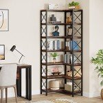 Rustic Brown 7-Tier Corner Bookshelf & Storage Rack