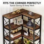 Rustic Brown 7-Tier Corner Bookshelf & Storage Rack