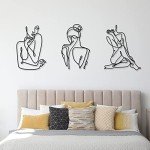 3-Piece Minimalist Metal Woman Wall Art Set