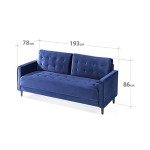 Navy Blue Mid-Century Velvet 3-Seater Sofa