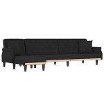 Black Velvet L-Shaped Sofa Bed with Chaise