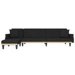 Black Velvet L-Shaped Sofa Bed with Chaise