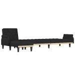 Black Velvet L-Shaped Sofa Bed with Chaise