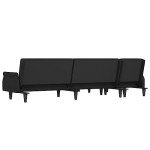 Black Velvet L-Shaped Sofa Bed with Chaise
