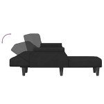 Black Velvet L-Shaped Sofa Bed with Chaise