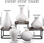 Set of 5 Cute White Ceramic Flower Vases