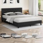 King Size Upholstered Bed Frame with Tufted Headboard