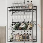 Wall Mounted 3-Tier Wine Rack and Glass Holder