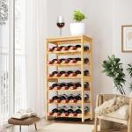24-Bottle Bamboo Freestanding Wine Rack with Tabletop