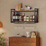 Rustic Wall Mounted Wine Rack with Glass Holder