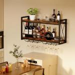 Rustic Wall Mounted Wine Rack with Glass Holder