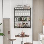 Wall Mounted 3-Tier Wine Rack and Glass Holder