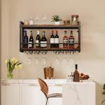 Rustic Wall Mounted Wine Rack with Glass Holder