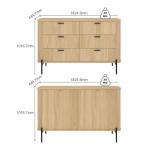 Merryluk Fluted Oak 6-Drawer Tallboy Dresser