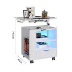 White Smart Bedside Table with Wheels and USB Ports
