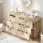 Merryluk Fluted Oak 6-Drawer Tallboy Dresser