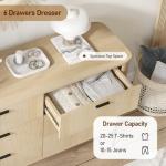 Merryluk Fluted Oak 6-Drawer Tallboy Dresser