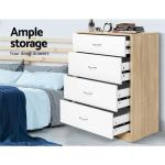 White Tallboy Chest of Drawers with 4 Drawers