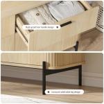 Merryluk Fluted Oak 6-Drawer Tallboy Dresser