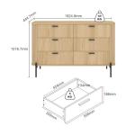 Merryluk Fluted Oak 6-Drawer Tallboy Dresser