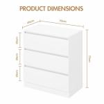 Advwin White Nightstand with 3 Drawers