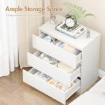 Advwin White Nightstand with 3 Drawers