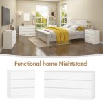 Advwin White Nightstand with 3 Drawers