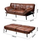 3-Seater Adjustable Sofa Bed in Brown PU Leather