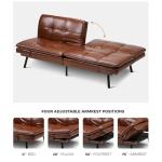 3-Seater Adjustable Sofa Bed in Brown PU Leather