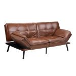 3-Seater Adjustable Sofa Bed in Brown PU Leather