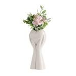 White Ceramic Hand Vase Holding Heart 9-Inch