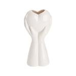White Ceramic Hand Vase Holding Heart 9-Inch