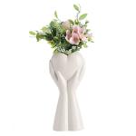 White Ceramic Hand Vase Holding Heart 9-Inch