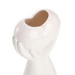 White Ceramic Hand Vase Holding Heart 9-Inch